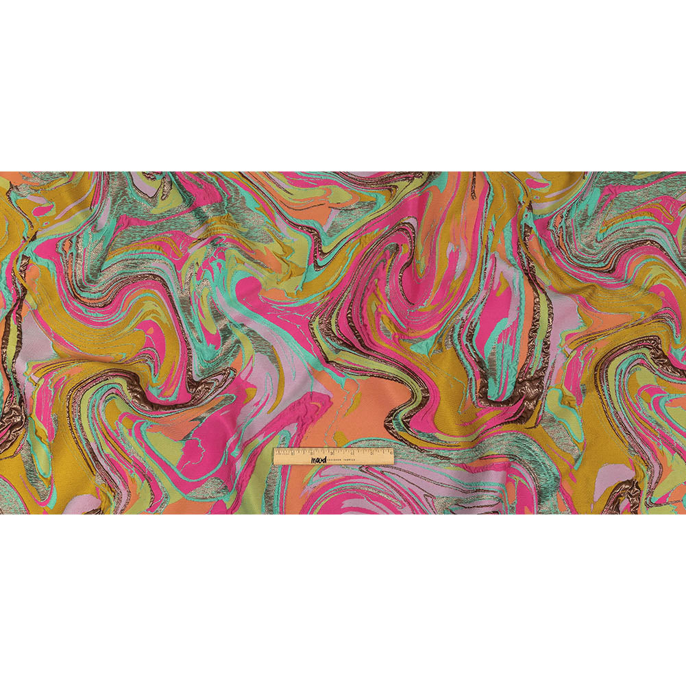 Rose Gold, Coral and Seafoam Marbled Metallic Luxury Brocade Full