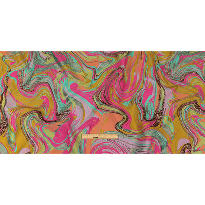 Rose Gold, Coral and Seafoam Marbled Metallic Luxury Brocade Full