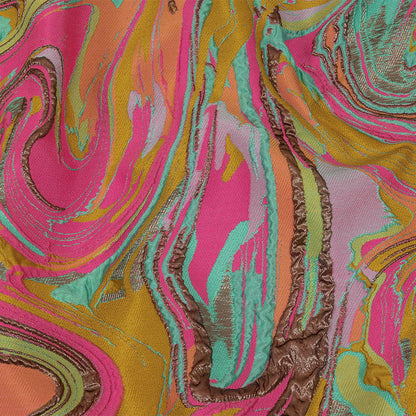 Rose Gold, Coral and Seafoam Marbled Metallic Luxury Brocade