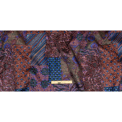 Metallic Rose Gold, Forest and Royal Blue Ornate Patchwork Luxury Brocade Full