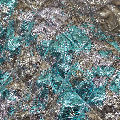 Metallic Silver, Lilac and Sky Diamond Quilted Luxury Brocade Detail