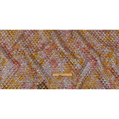 Metallic Coral, Gold and Baby Blue Diamond Quilted Luxury Brocade Full