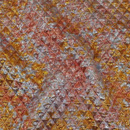 Metallic Coral, Gold and Baby Blue Diamond Quilted Luxury Brocade