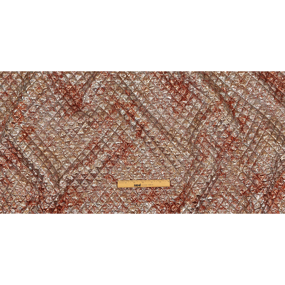 Metallic Copper, Bronze and Silver Diamond Quilted Luxury Brocade Full