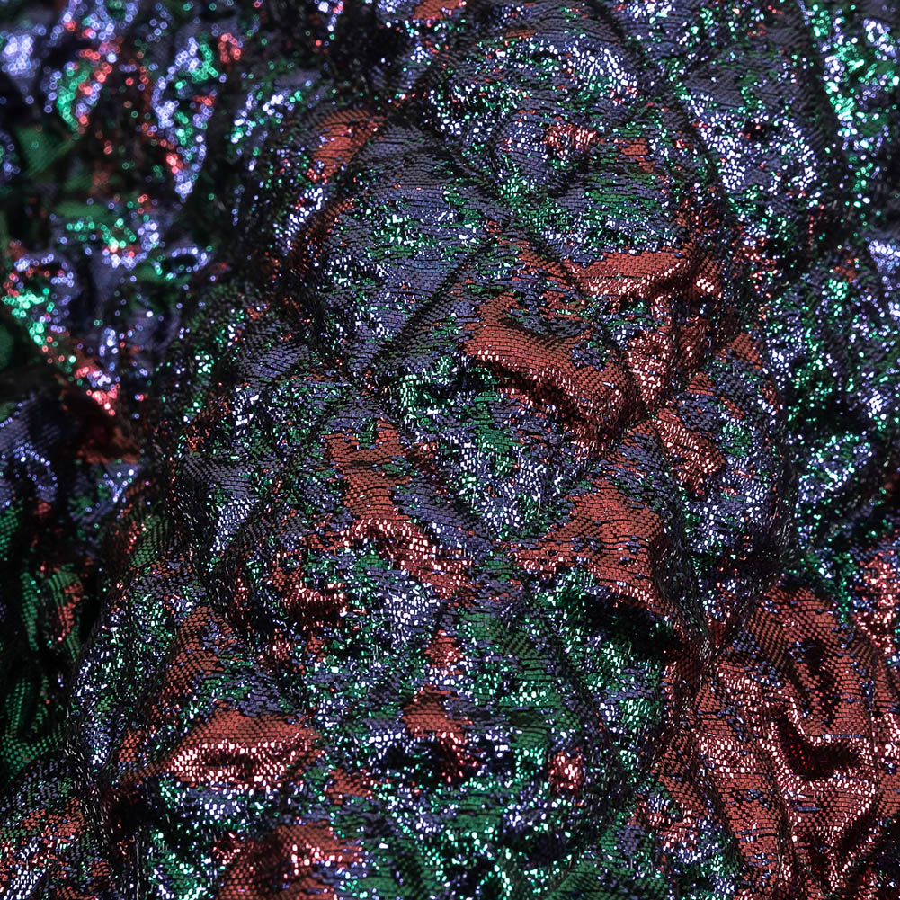 Metallic Burgundy, Evergreen and Navy Diamond Quilted Luxury Brocade Detail