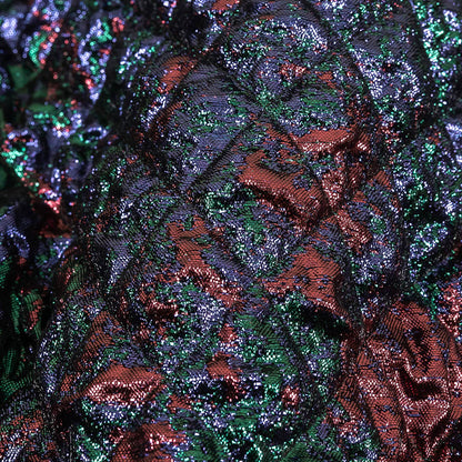 Metallic Burgundy, Evergreen and Navy Diamond Quilted Luxury Brocade Detail