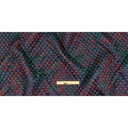 Metallic Burgundy, Evergreen and Navy Diamond Quilted Luxury Brocade Full