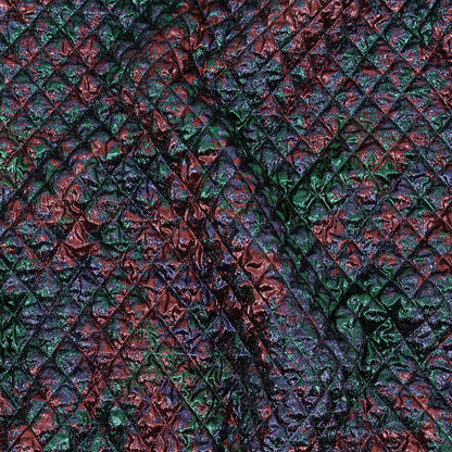 Metallic Burgundy, Evergreen and Navy Diamond Quilted Luxury Brocade