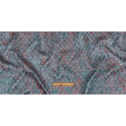 Metallic Powder Blue, Aqua and Baby Pink Lattice Quilted Look Luxury Brocade Full