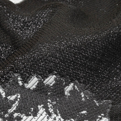 Metallic Black and White Floral Luxury Burnout Brocade Detail