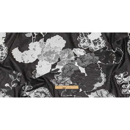 Metallic Black and White Floral Luxury Burnout Brocade Full