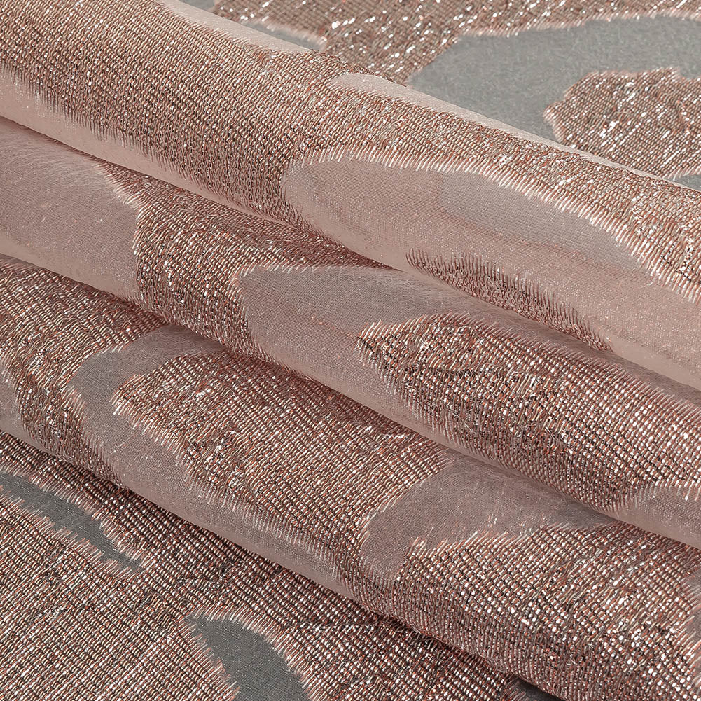 Metallic Rose Pink Animal Spots Luxury Burnout Brocade Folded
