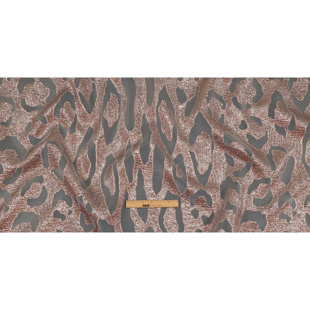 Metallic Rose Pink Animal Spots Luxury Burnout Brocade Full