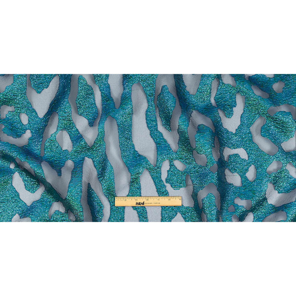 Metallic Royal and Emerald Animal Spots Luxury Burnout Brocade Full