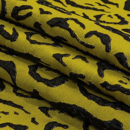 Metallic Black and Mustard Animal Spots Luxury Brocade Folded