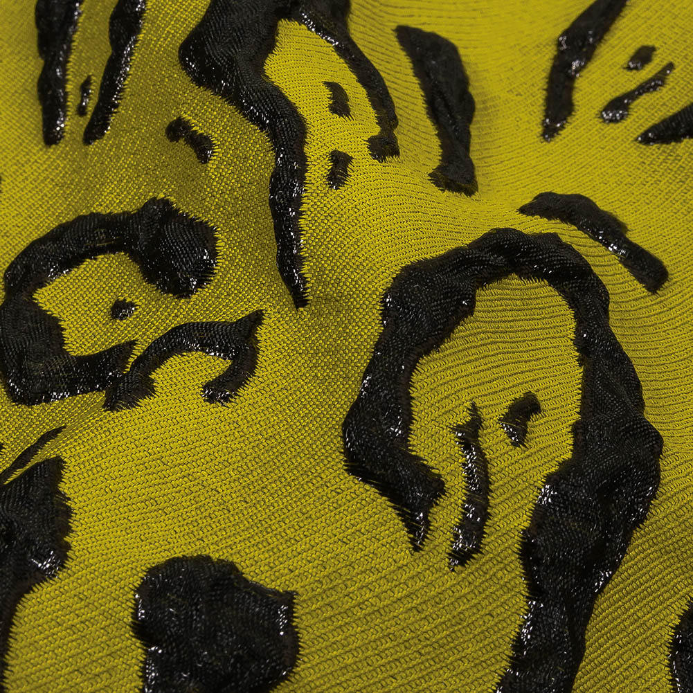 Metallic Black and Mustard Animal Spots Luxury Brocade Detail