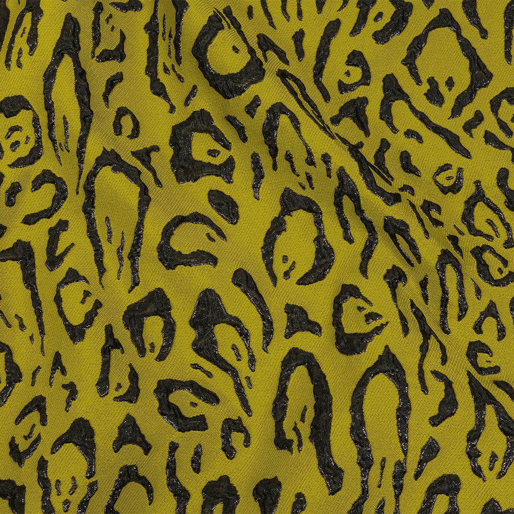 Metallic Black and Mustard Animal Spots Luxury Brocade