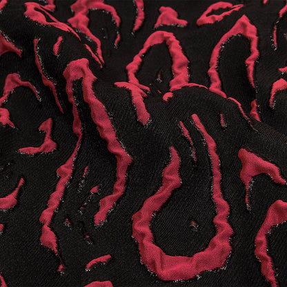 Metallic Black and Hot Pink Animal Spots Luxury Brocade Detail