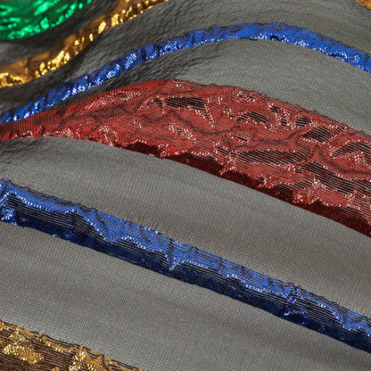 Metallic Primary Colors and Black Fading Lines Luxury Organza Brocade Detail