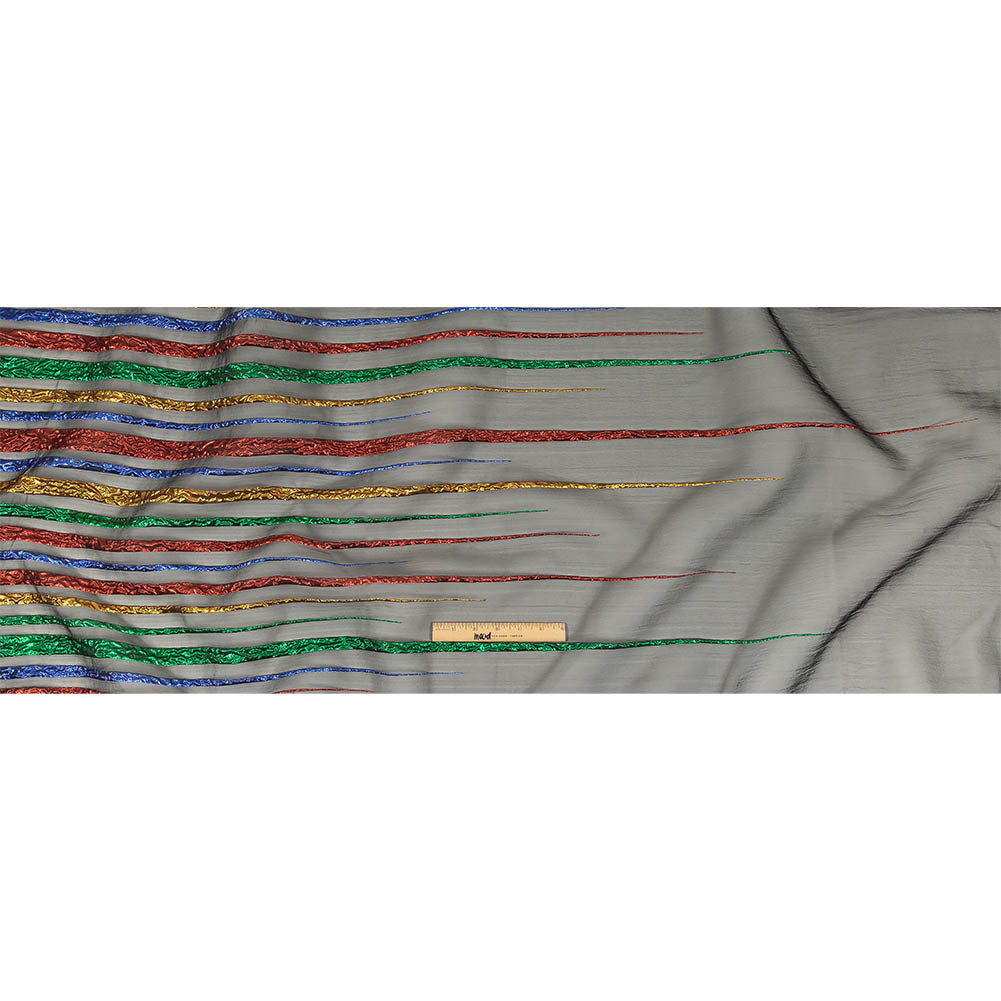Metallic Primary Colors and Black Fading Lines Luxury Organza Brocade Full