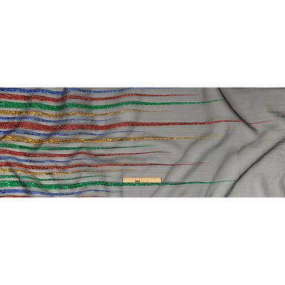 Metallic Primary Colors and Black Fading Lines Luxury Organza Brocade Full