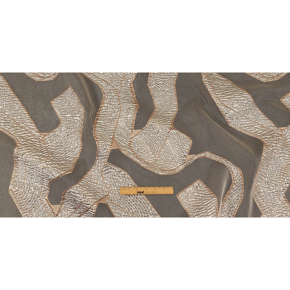 Metallic Silver and Rose Gold Abstract Luxury Burnout Brocade Full