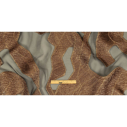 Metallic Bronze and Black Abstract Luxury Burnout Brocade Full