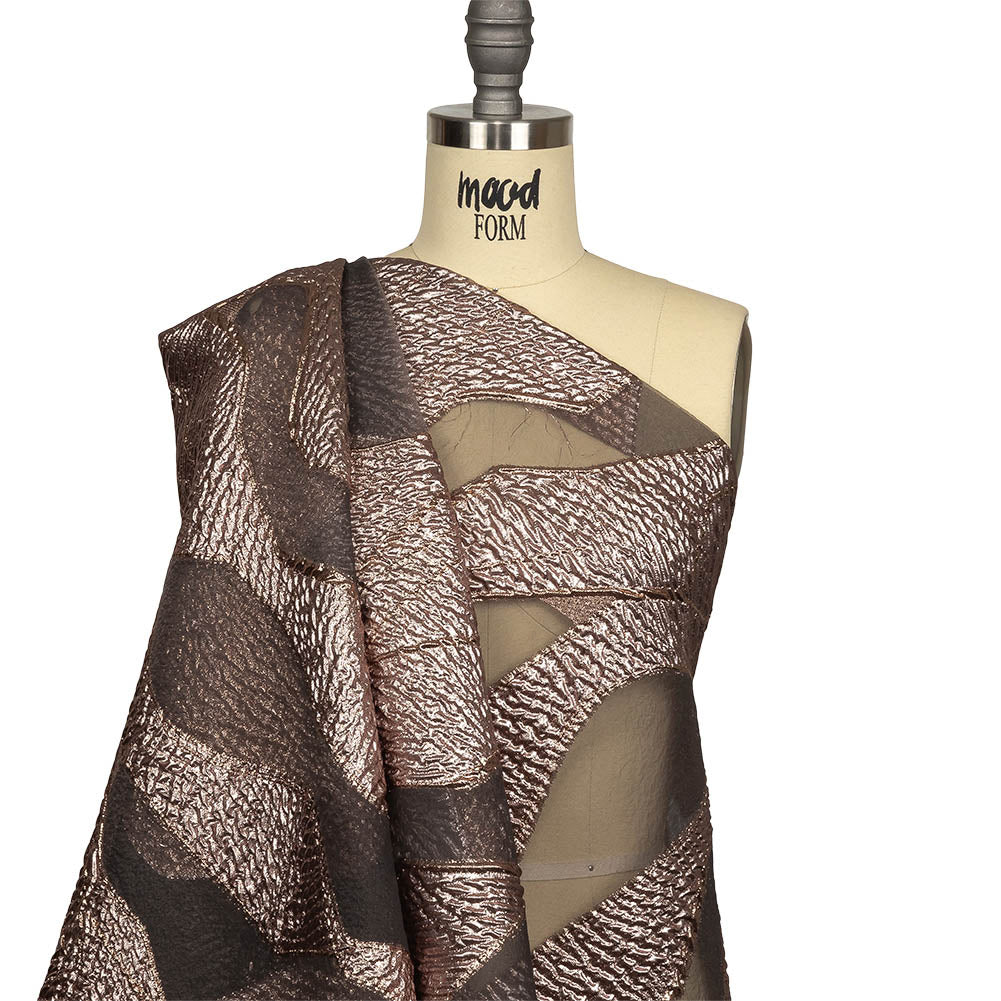 Metallic Rose Gold Abstract Luxury Burnout Brocade Drape