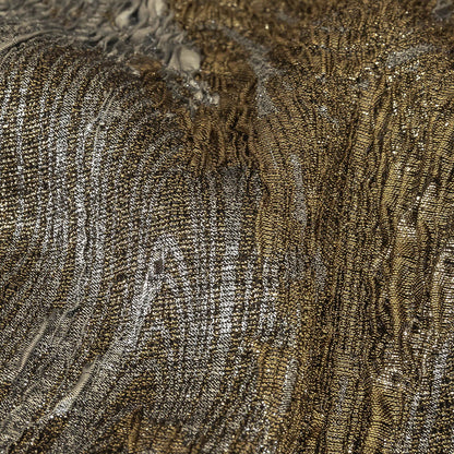 Metallic Silver and Gold Wood Grain Luxury Plisse Brocade Detail