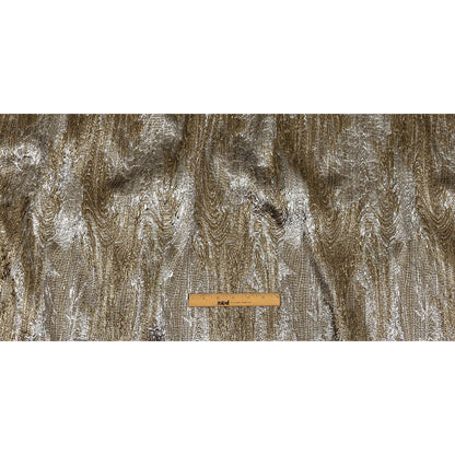 Metallic Silver and Gold Wood Grain Luxury Plisse Brocade Full