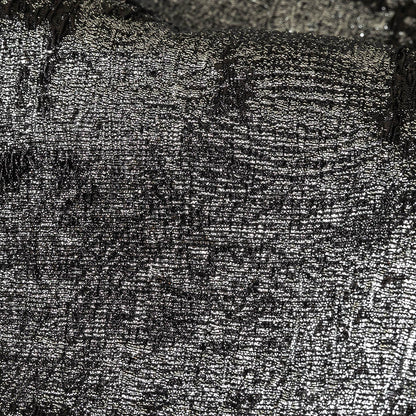 Metallic Silver and Black Abstract Luxury Plisse Brocade Detail