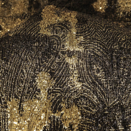 Metallic Gold and Black Abstract Luxury Plisse Brocade Detail