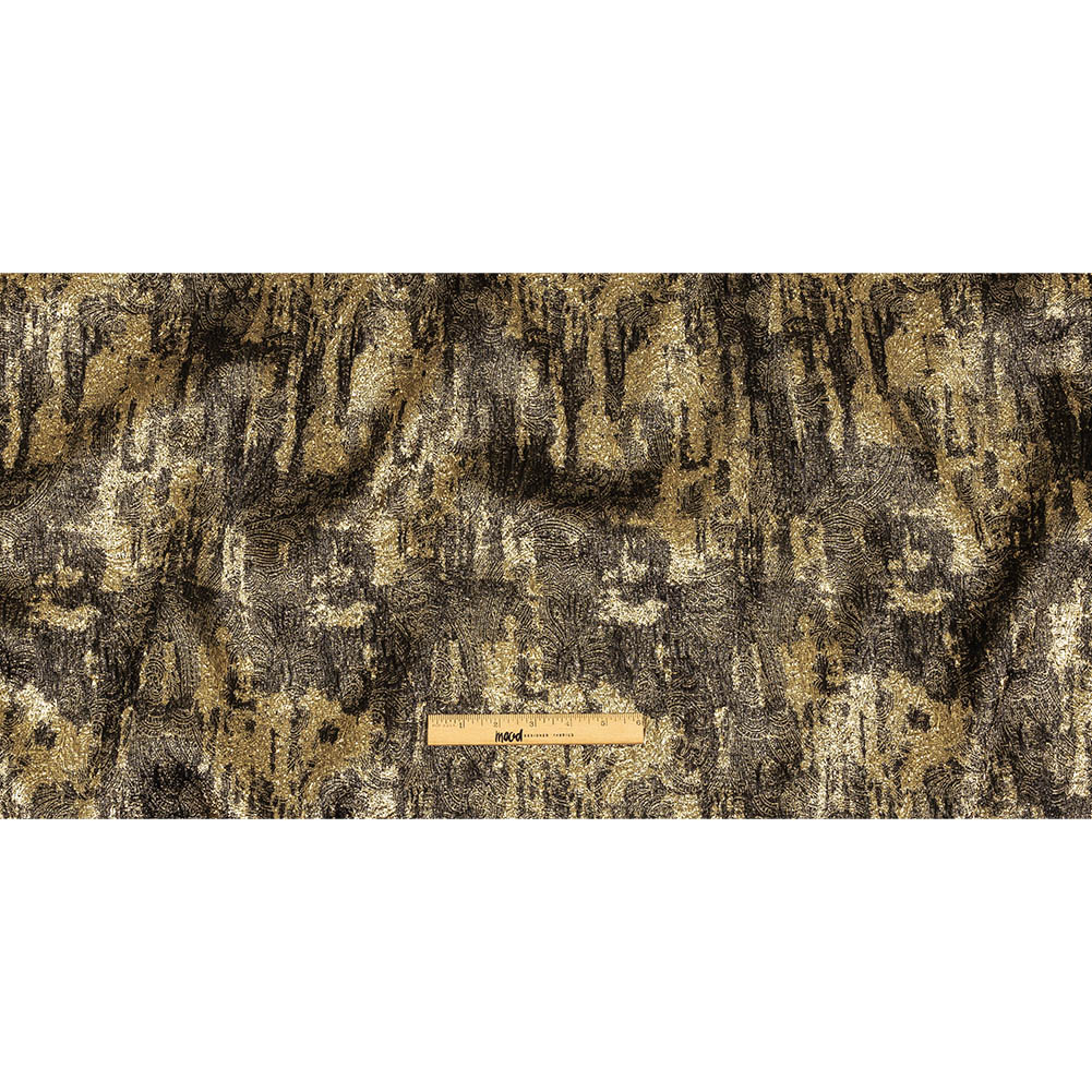 Metallic Gold and Black Abstract Luxury Plisse Brocade Full