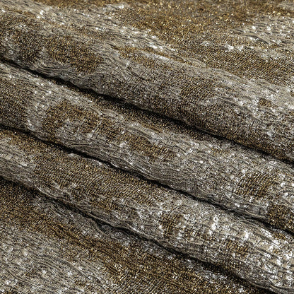 Metallic Silver and Gold Abstract Luxury Plisse Brocade Folded