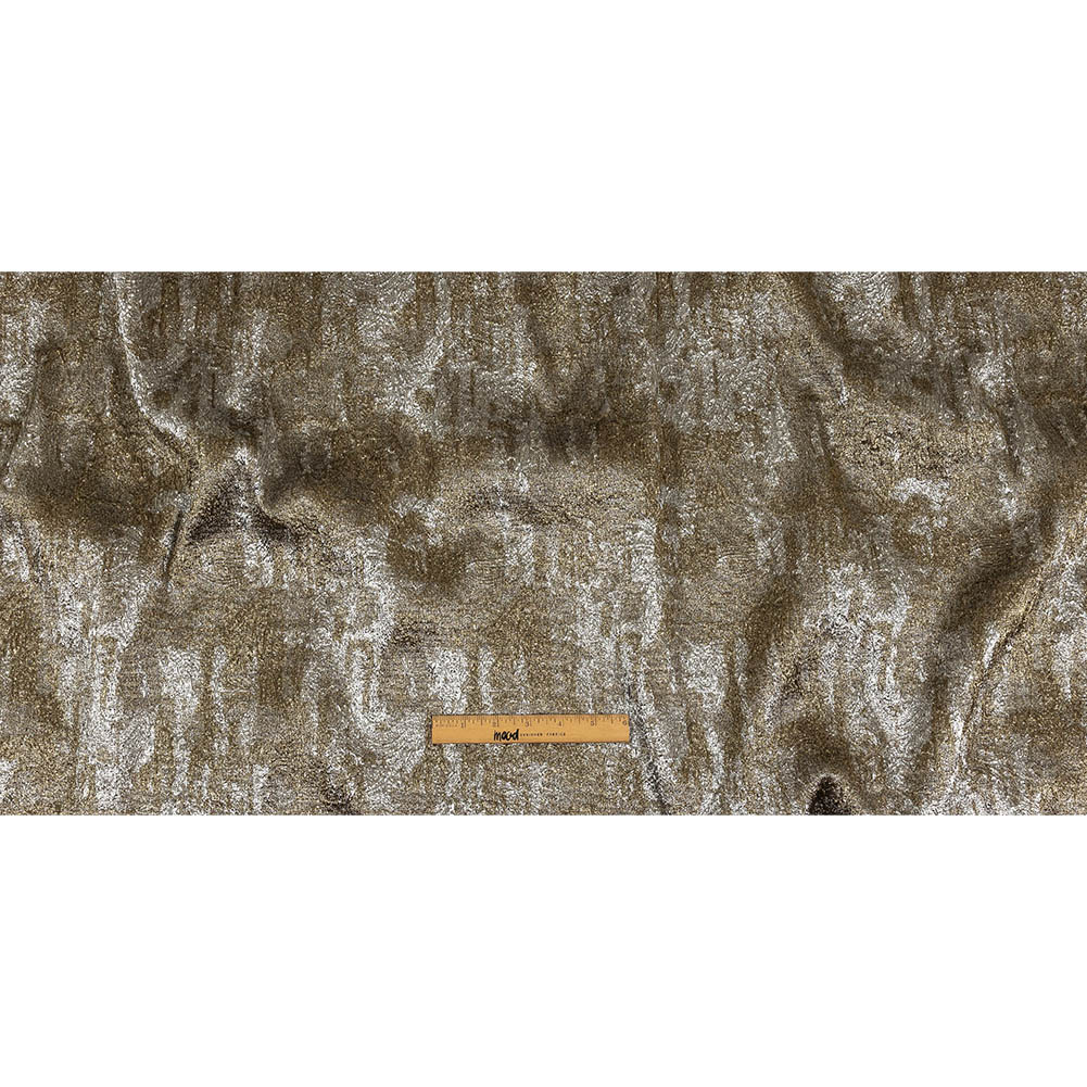 Metallic Silver and Gold Abstract Luxury Plisse Brocade Full