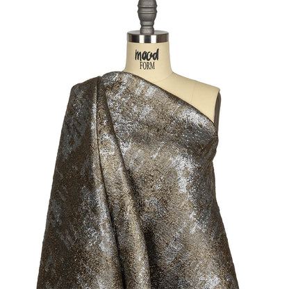 Metallic Silver and Gold Abstract Luxury Plisse Brocade Drape