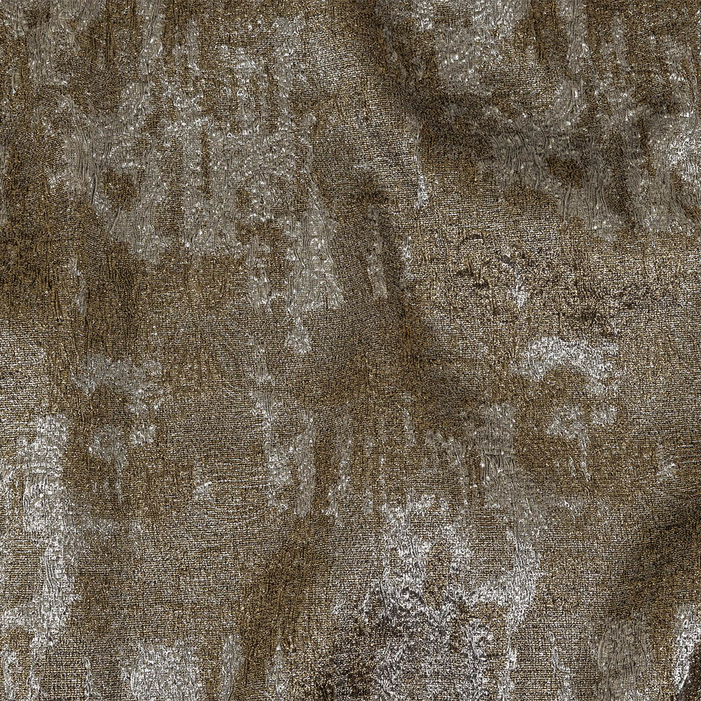 Metallic Silver and Gold Abstract Luxury Plisse Brocade