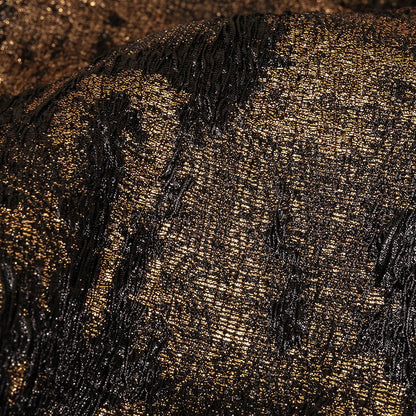 Metallic Bronze and Black Abstract Luxury Plisse Brocade Detail