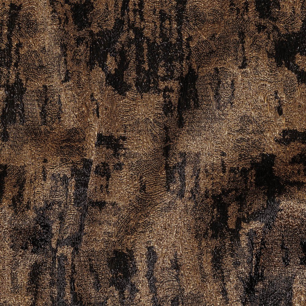 Metallic Bronze and Black Abstract Luxury Plisse Brocade