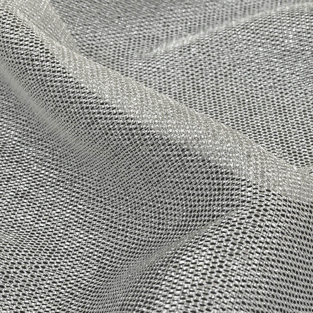 Metallic Silver and White Luxe Novelty Mesh Detail