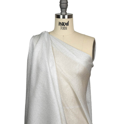 Metallic Silver and White Luxe Novelty Mesh Drape