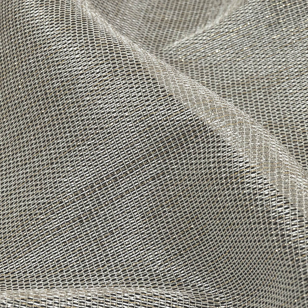 Metallic Gold and White Luxe Novelty Mesh Detail