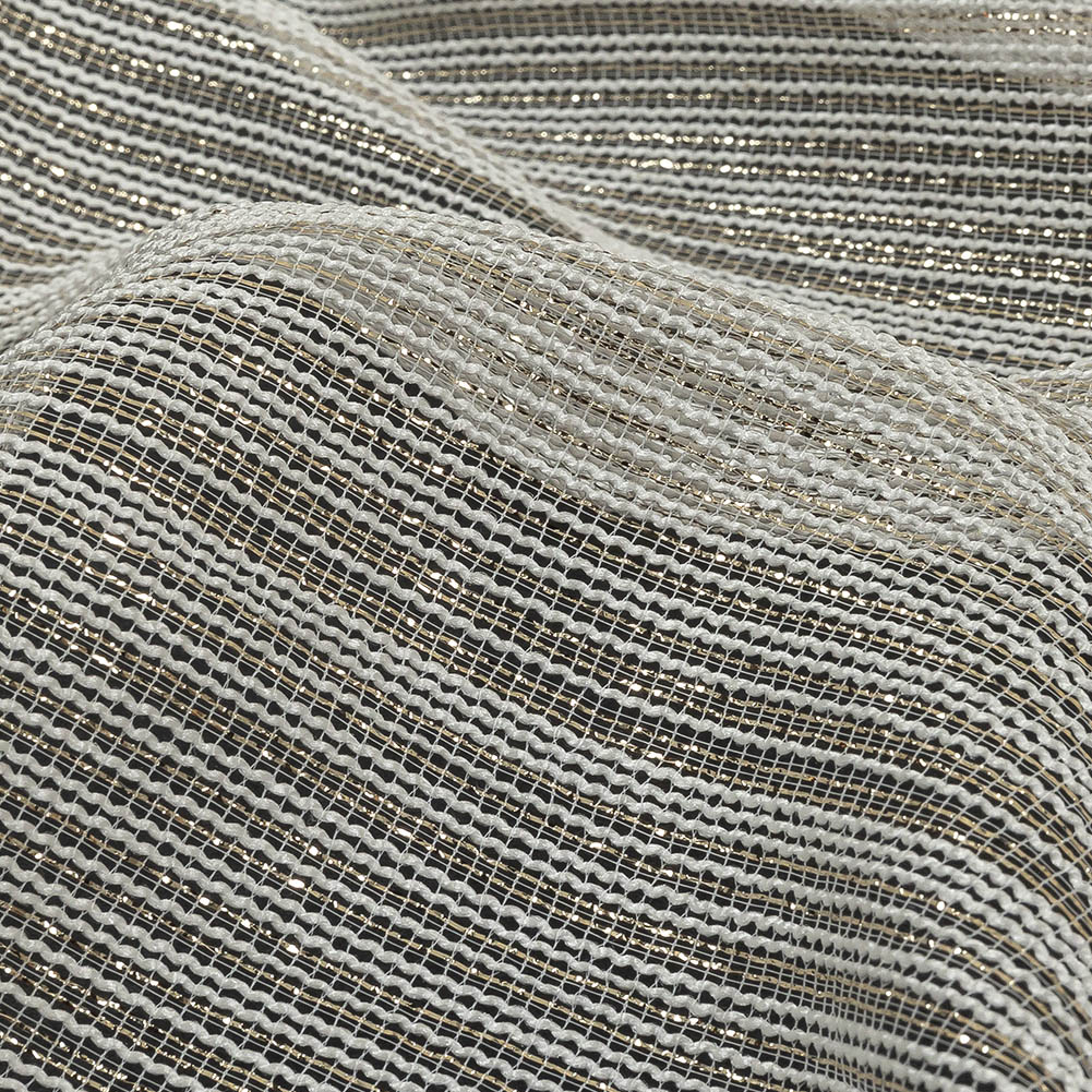 Metallic Gold and White Barcode Stripes Luxe Novelty Mesh Detail