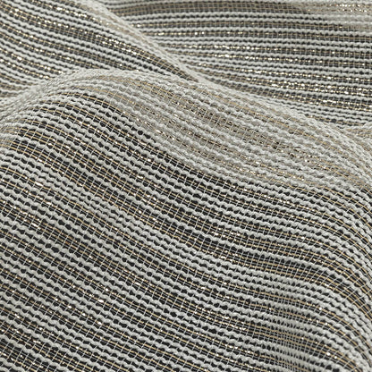 Metallic Gold and White Barcode Stripes Luxe Novelty Mesh Detail