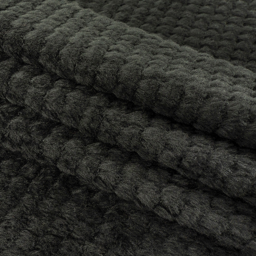 Black Plush Polyester Bubble Fleece Folded