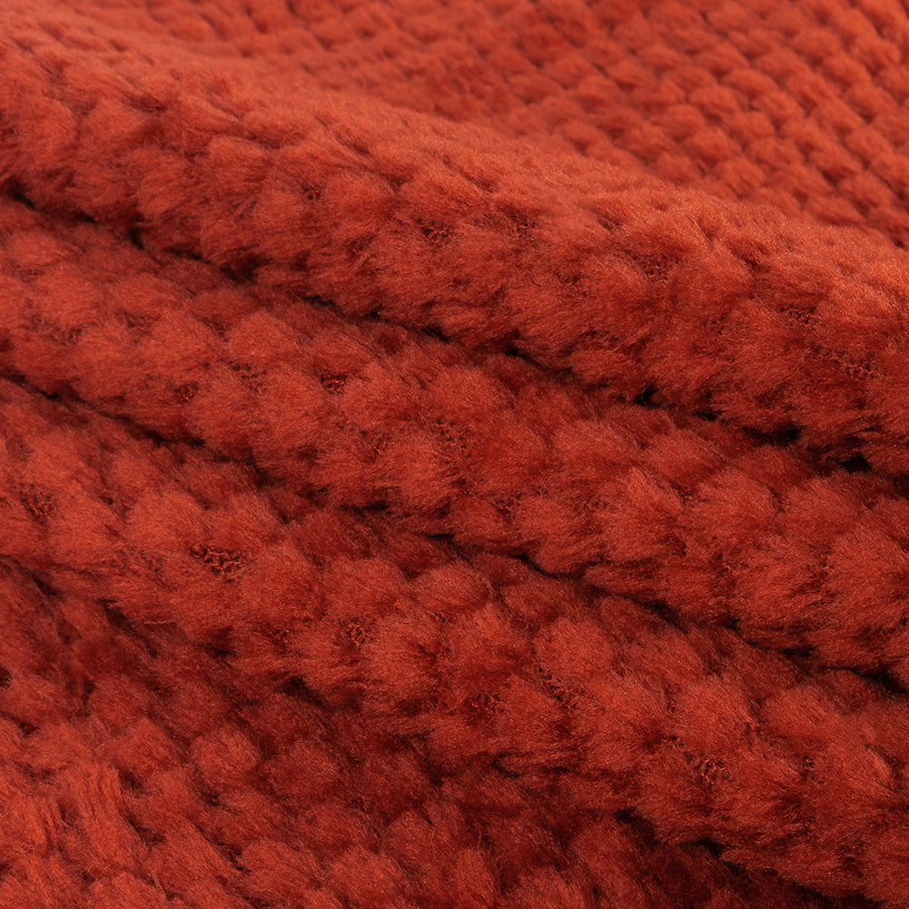 Sun Dried Tomato Plush Polyester Bubble Fleece Folded