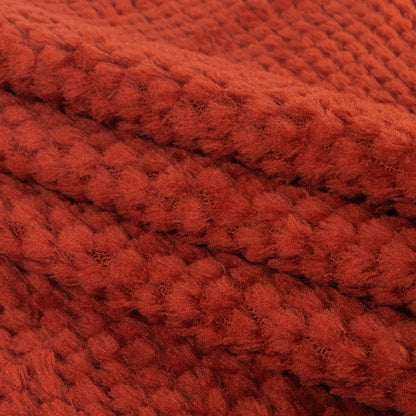 Sun Dried Tomato Plush Polyester Bubble Fleece Folded