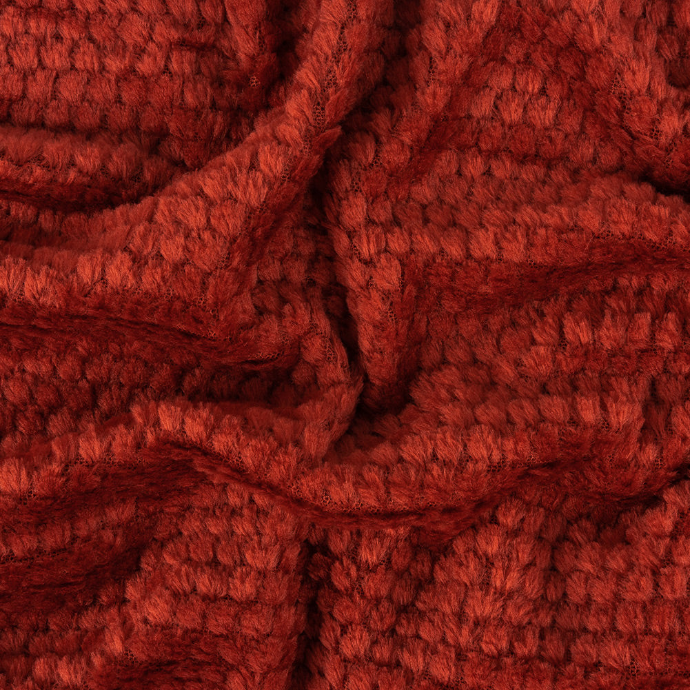 Sun Dried Tomato Plush Polyester Bubble Fleece