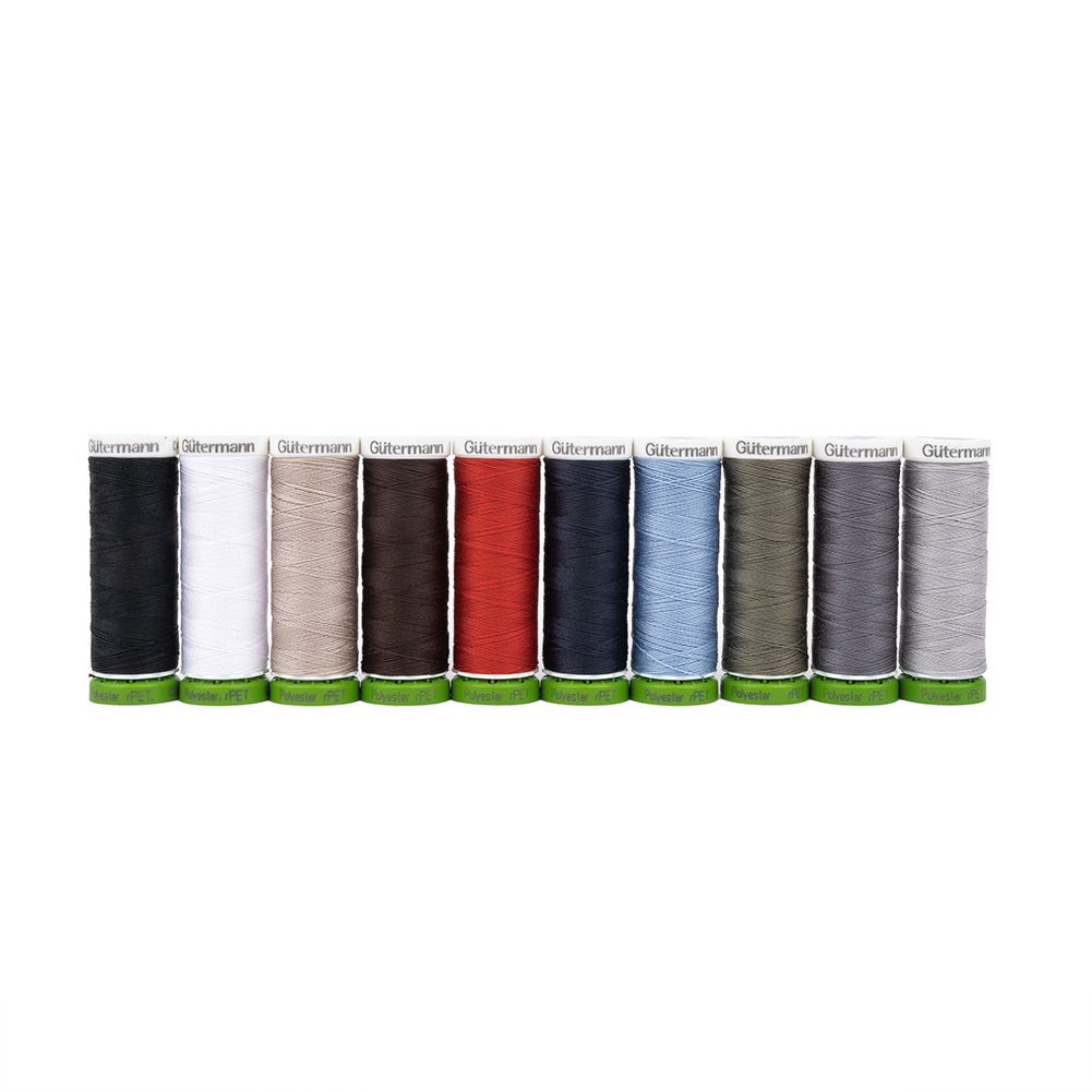 Gutermann Recycled Polyester Thread Set 10ct - Basic Shades Folded