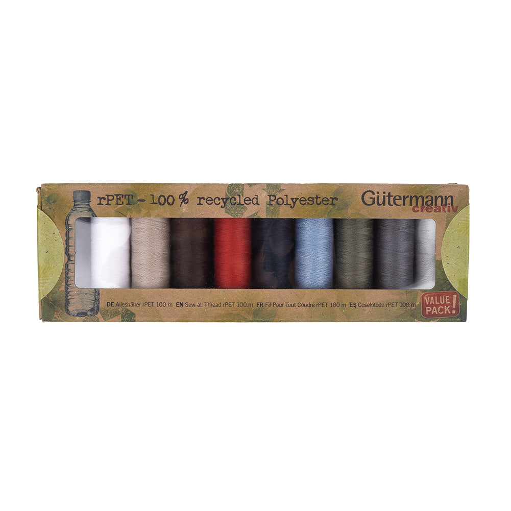 Gutermann Recycled Polyester Thread Set 10ct - Basic Shades